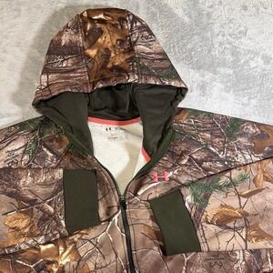 Y2K Vintage Under Armour Camo Sherpa Hoodie Jacket | Mossy Oak/RealTree | 2XL